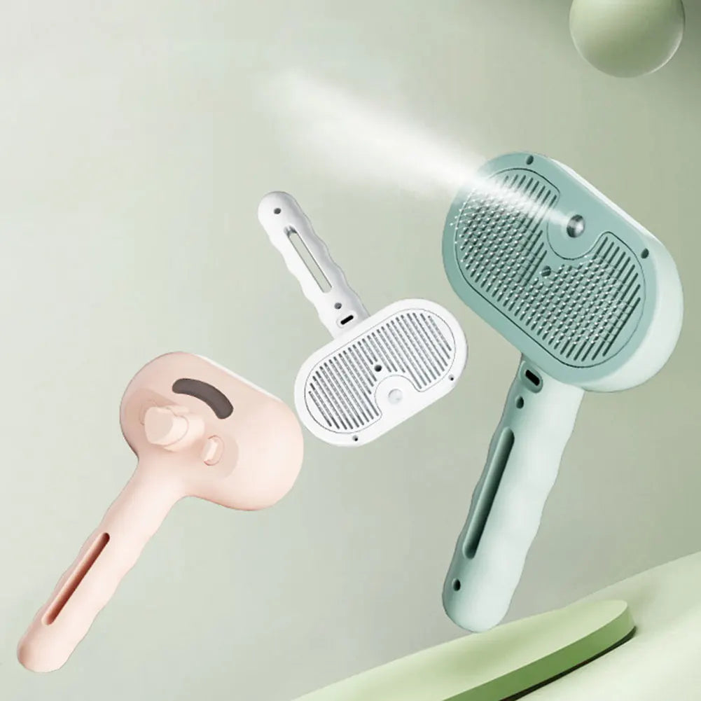 Brosse vapeur 3‑en‑1 pour animaux — décolmatage des poils, soin du pelage, chauffage rapide