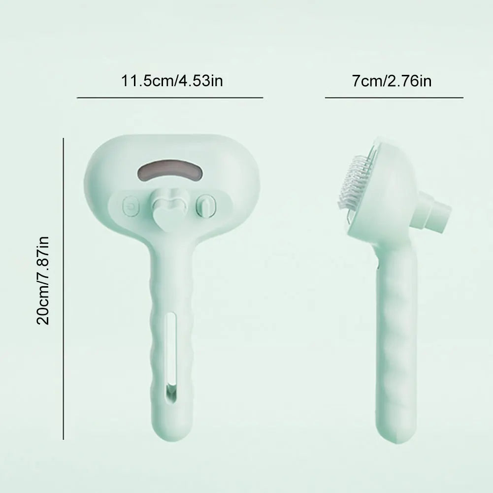 Brosse vapeur 3‑en‑1 pour animaux — décolmatage des poils, soin du pelage, chauffage rapide