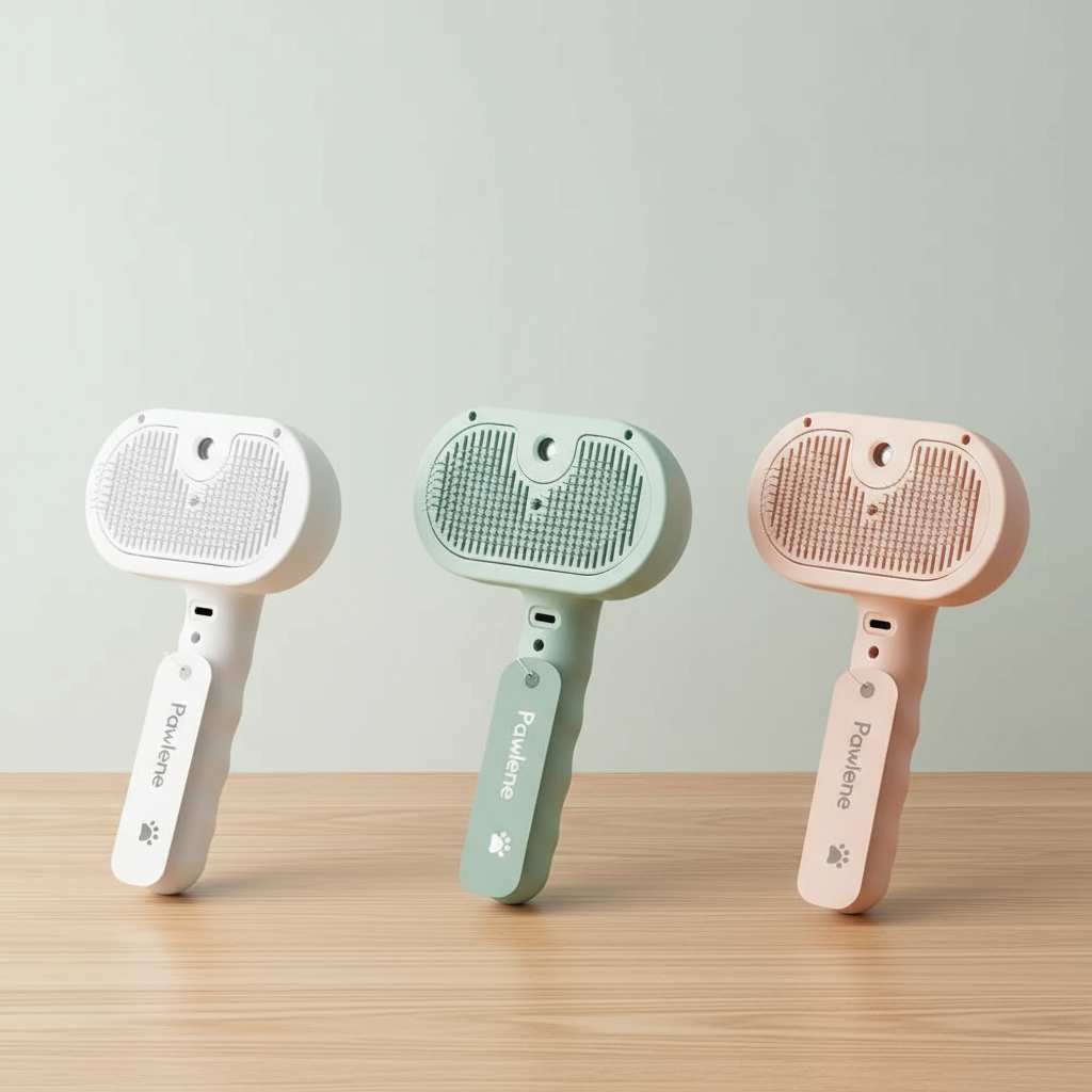Brosse vapeur 3‑en‑1 pour animaux — décolmatage des poils, soin du pelage, chauffage rapide