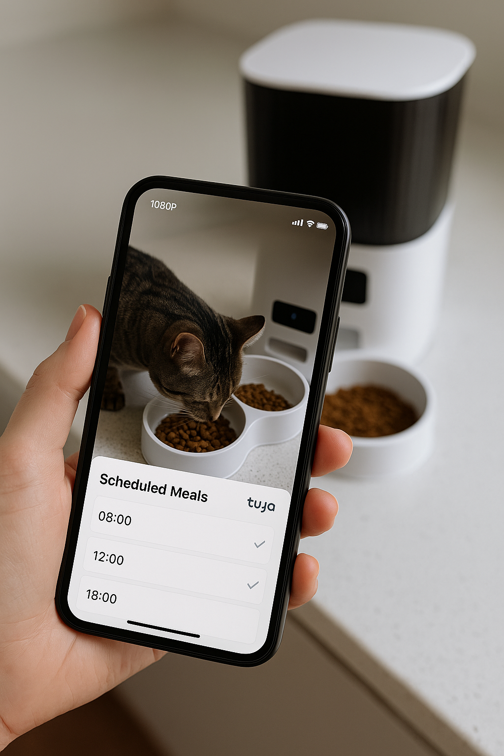 5L Smart Pet Feeder - TUYA Wi-Fi, Anti-Blocking, Programmable Portions