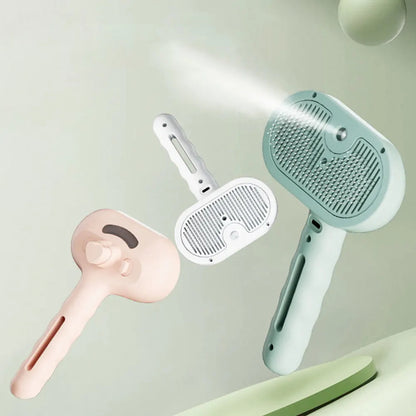 Brosse vapeur 3‑en‑1 pour animaux — décolmatage des poils, soin du pelage, chauffage rapide