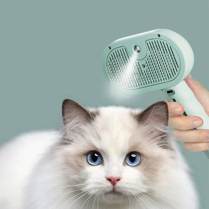 Brosse vapeur 3‑en‑1 pour animaux — décolmatage des poils, soin du pelage, chauffage rapide