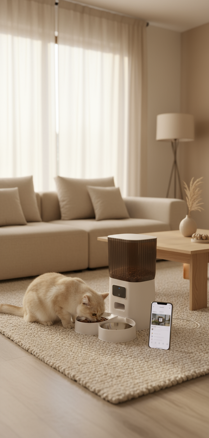Distributeur intelligent pour animaux 5L — Wi‑Fi TUYA, anti‑blocage, portions programmables
